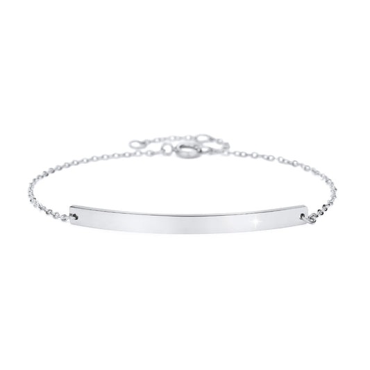 Stainless Steel Bracelet with Narrow Plate and Diamond Detail - Tray - Gold, Silver, Rose Gold