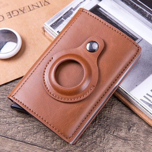AirTag wallet for cards and notes vegan leather black brown