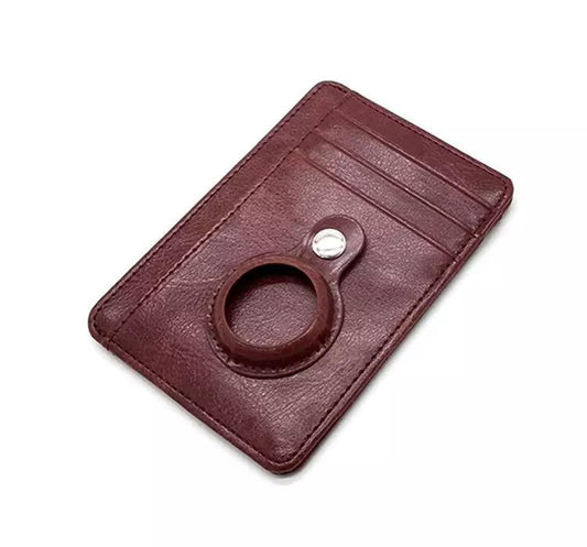 AirTag wallet card holder for cards and notes vegan leather black brown