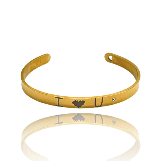 Armband ''I love U'' med brinnande hjärta valentines dag guld