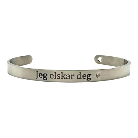 Armband ''Jeg elsker deg'' med hjärta sten valentines dag norska