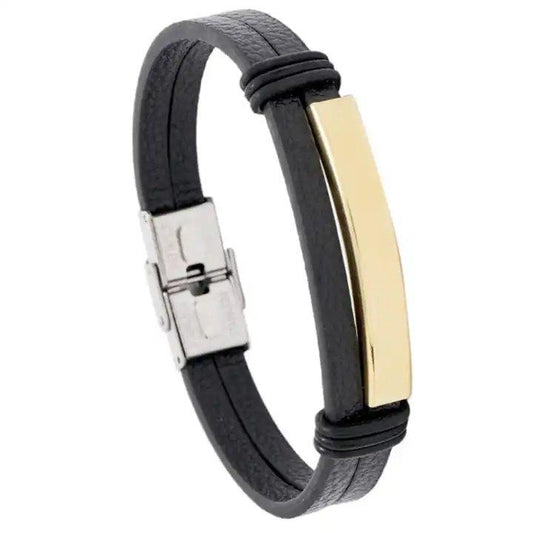 Bracelet in Stainless Steel with Magnetic Clasp - Men's Bracelet in Multilayer Leather Straps 2023