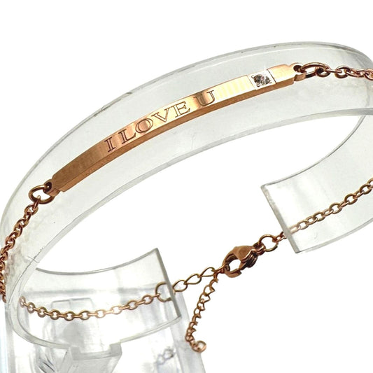 Bracelet in rosé with text ''I love you'' Valentine's Day gift