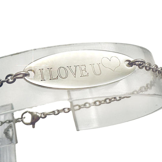 Armband i silver med text ''I love you' alla hjärtans dag present