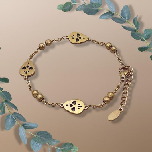 Bracelet with cute skull 18k gold plating gift present