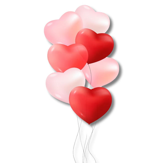 Ballong hjärta 5 stk rosa röd vit födelsedag alla hjärtans dag
