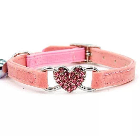 Adorable necklace for small dog with heart diamonds jingle