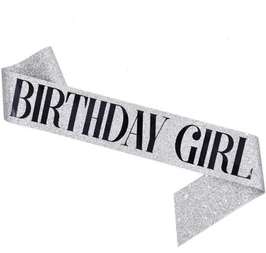 'Birthday Girl'' band för överraskning födelsedagsfirande silver
