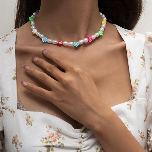 Bohemian necklaces with pearls in different patterns and colors hipster