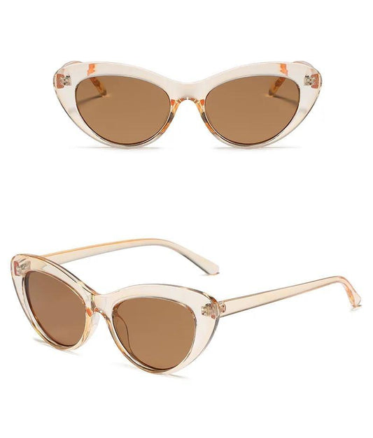 Champagne-färgade cat-eye solglasögon vintage retro
