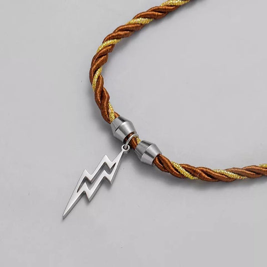 Coolt halsband flätat rep blixt i rostfritt stål design för män