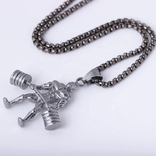 Cool necklace gold plated gym weightlifter chain