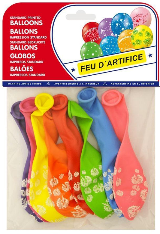 Time to party! 8 pack balloons with fireworks motif