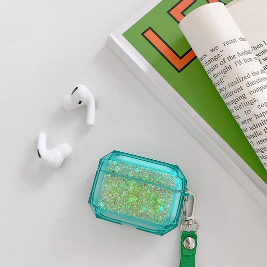 Fodral för Airpods Pro med glitter och extra rem