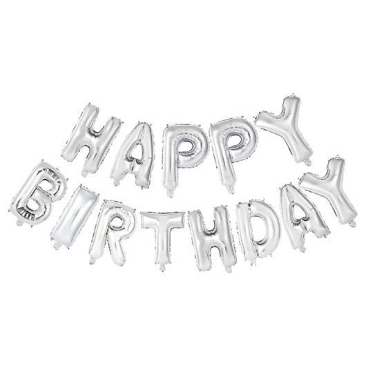 Folieballonger Happy Birthday Silver Rosa födelsedag grattis ballong