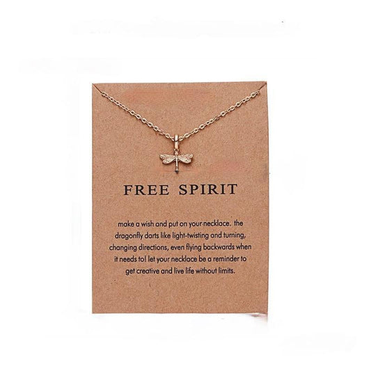 Free spirit - necklace 18K gold plated gift dragonfly valentines