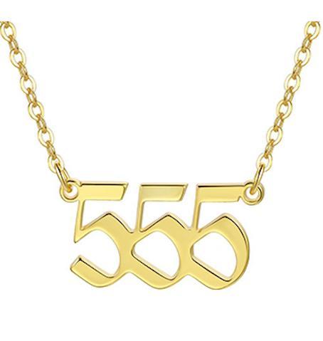 Gold plated necklace angel number 555 meaning gift spiritual