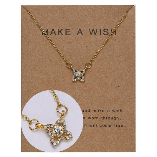 Gold-plated wish necklace with flower perfect Christmas present gift