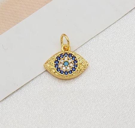 Gold-plated jewelry with large nazar several stones blue transparent