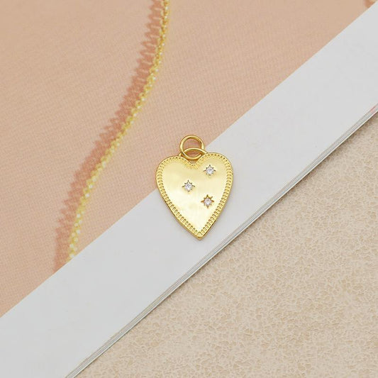Necklace heart gold plated with crystals handmade with chain