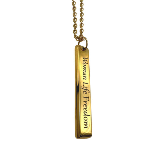Halsband med woman life freedom text på persiska 2 sidor