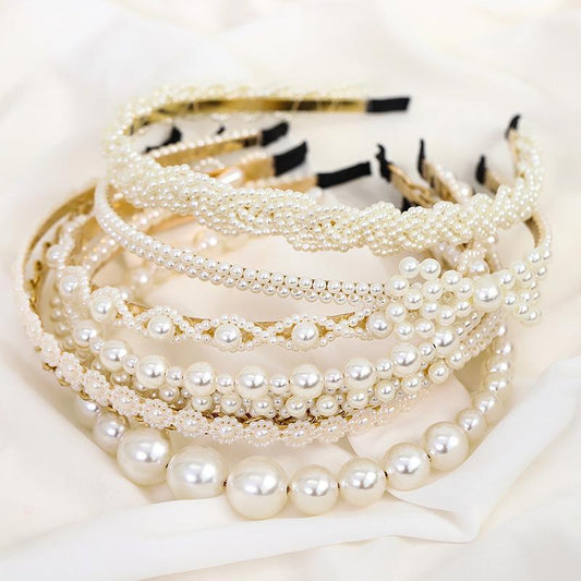 Handmade Luxury Tiara in metal with band of pearls