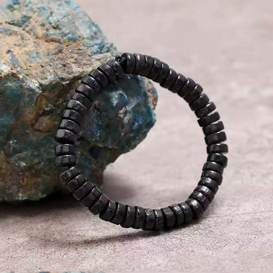 Handmade bracelet for men wooden beads in black bohemian