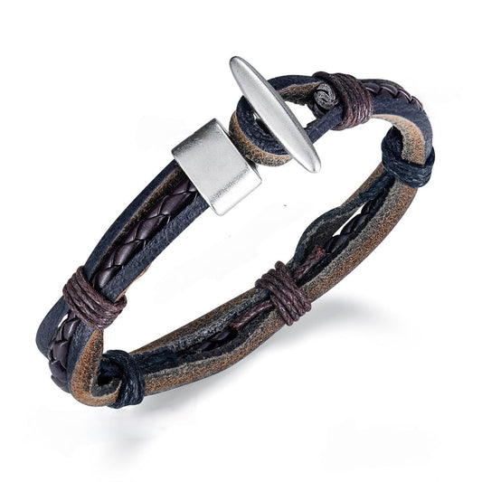 Handmade leather bracelet in authentic style