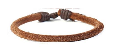 Handgjort naturligt armband brunt läder och brunt snöre