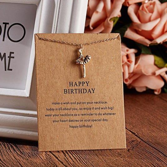 Happy birthday - necklace 18K gold plated gift birthday