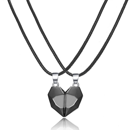 Heart with magnet friendship necklace unique hearts come together