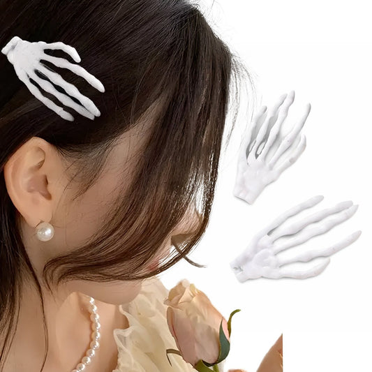Hair Clips with Skeleton Hand Motif - 2-pack, Unique Halloween Accessory skeleton