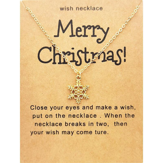 Christmas gift with gold-plated necklace Santa Claus Christmas tree polka pig snow