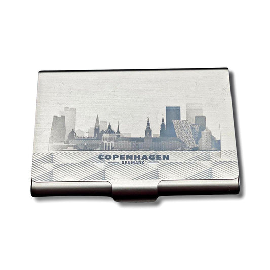 Card holder for credit cards business cards anti skim Copenhagen skyline