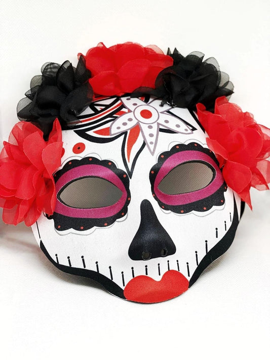 Scary mask Mexico day of the dead flowers senorita