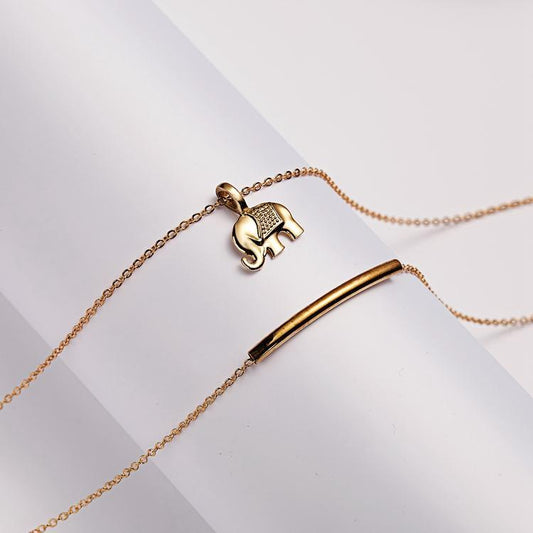 Lucky us - lycka elefant halsband med 18K guldpläterad gåva valentines