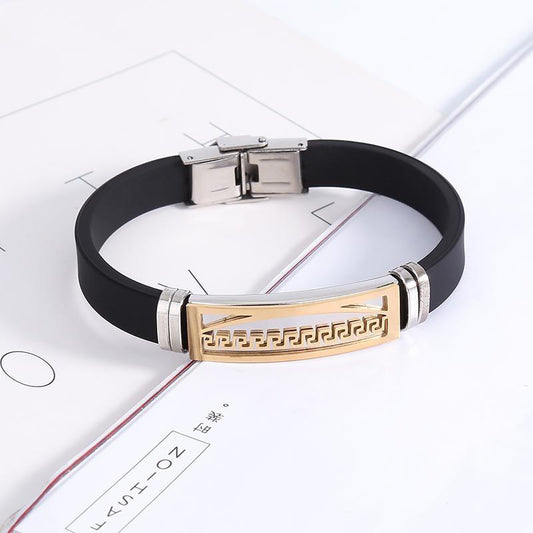 Luxury Handmade Steel & silicone bracelet for men with special logo