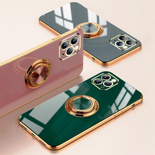 Lyxigt Stilrent skal ‘iPhone 14 Pro‘ med ring ställ-funktion Guld