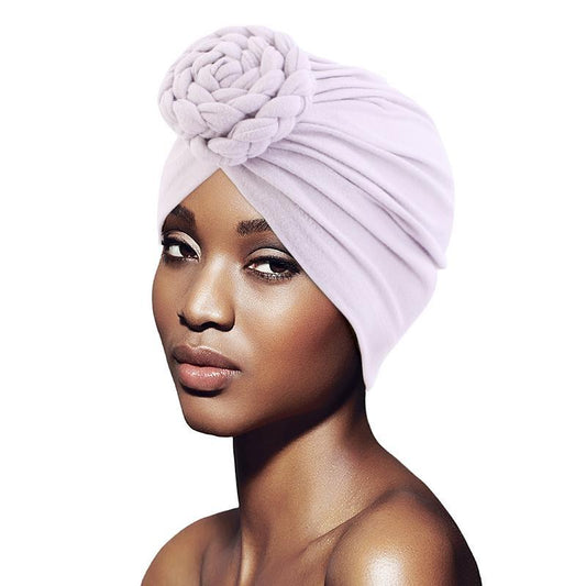Luxurious turban with braided donut unique design several colors
