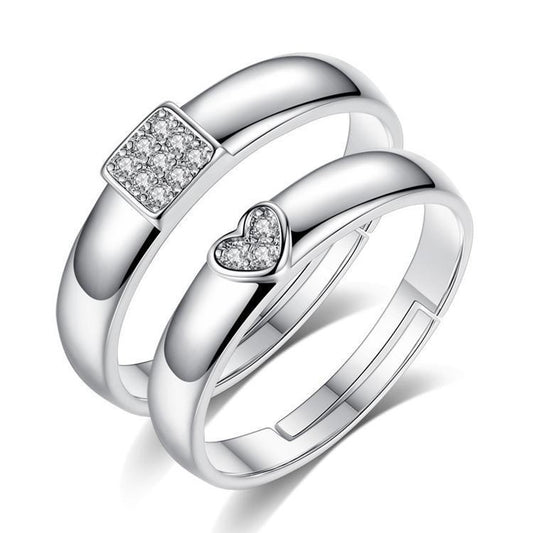 Matching silver plated heart rings for men and women