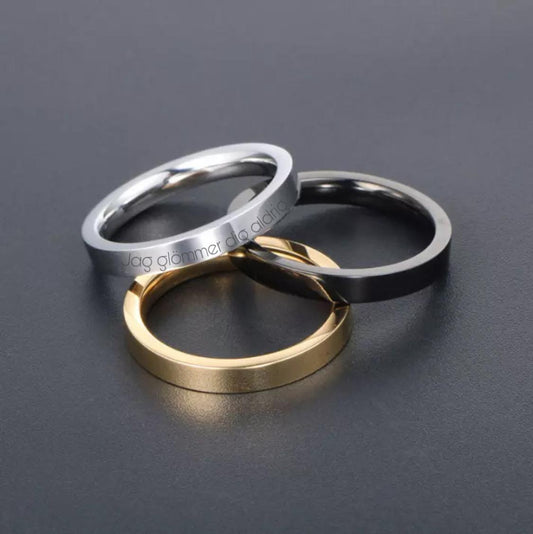 Många storlekar Rostfri Stålring i Guld, Silver och Svart