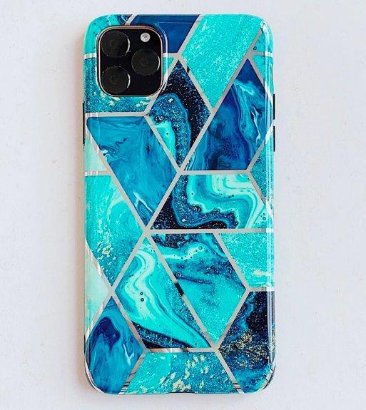Mobile cover for iPhone 11 with blue marble pattern