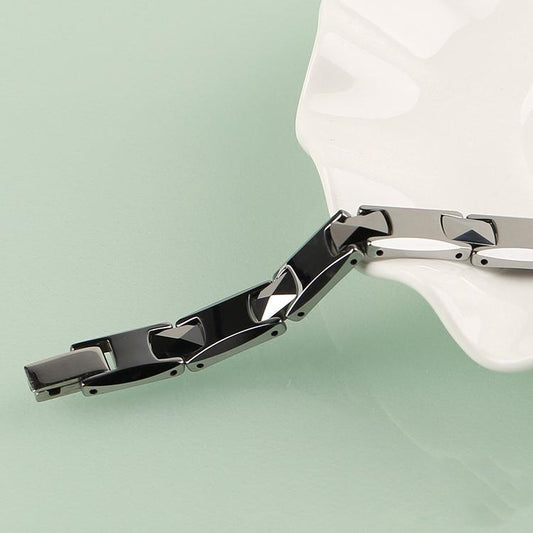 Noorzai Scandinavia - Armband i tungsten för män silverkedja magnetterapi