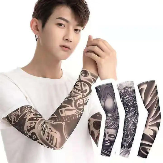Punk Skull Tribal Faith Totem UV Protection Sleeves Hip Hop Body Decoration Temporary Full Leg and Arm Tattoo Sleeves