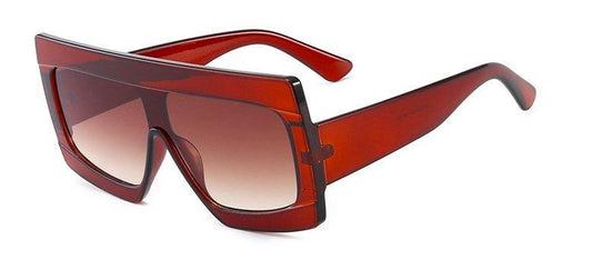 Röda Breda Oversized Solglasögon UV400 Paris