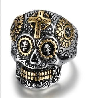 Ring with detailed skull mexican skull stainless steel