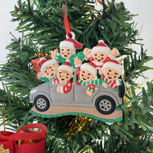 Funny Christmas tree decoration Santas driving car Christmas gift