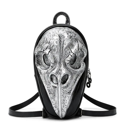 Ryggsäck punk svart nyckfull varelse 3D gothic utskuret läskig silver