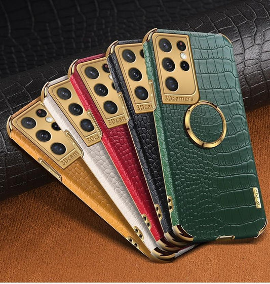 Samsung Galaxy S21 Plus - Luxury Stylish cover with ring stand function Gold