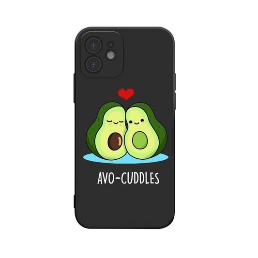 Silicone shell black for all iPhone 15 models avocado cute funny